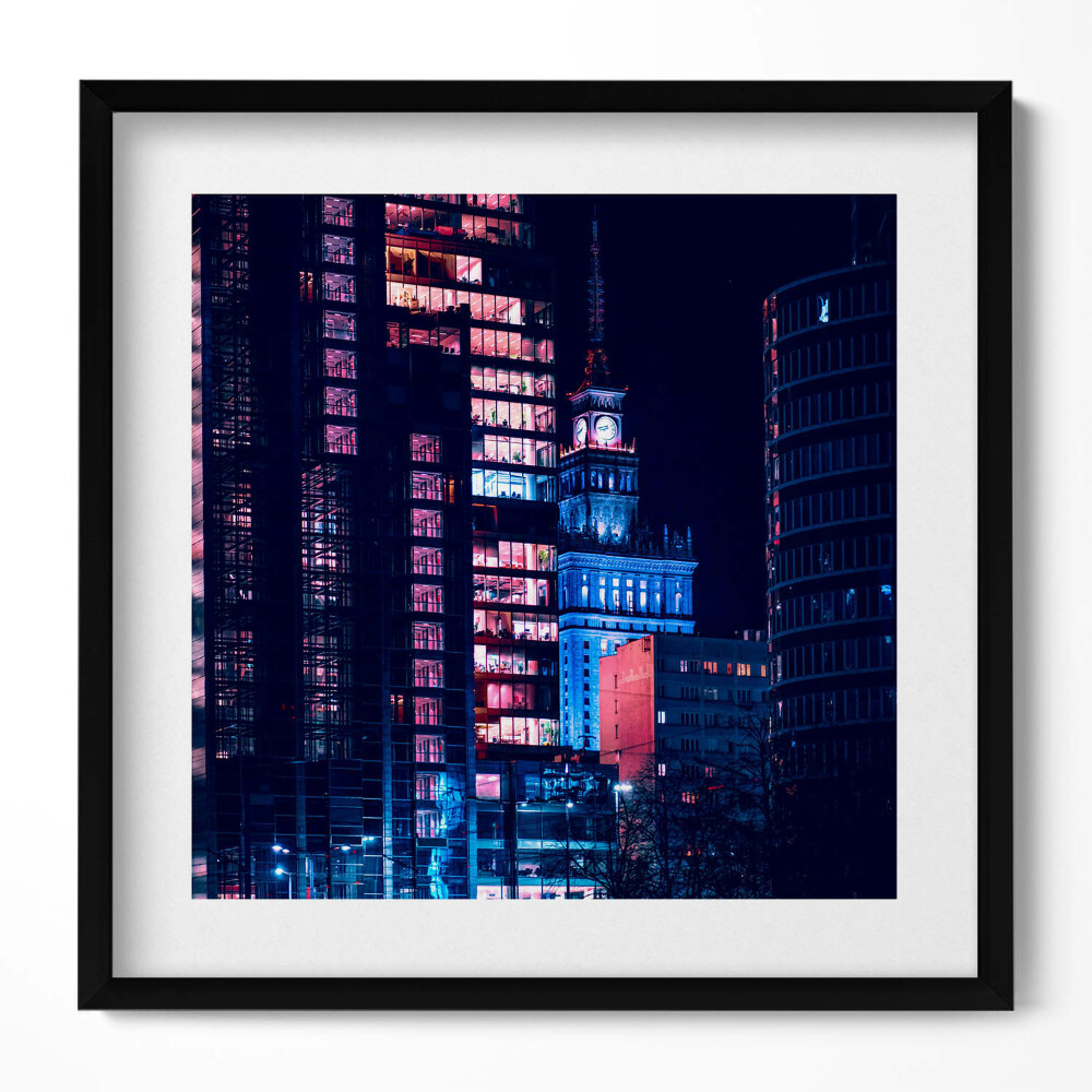 Keretezett falikép Modern városi táj éjszakai fények