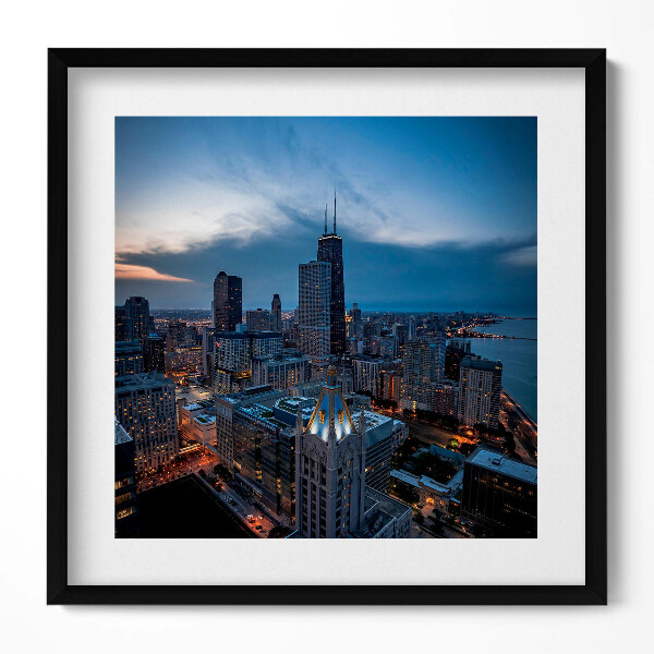 Keretezett falikép Városi táj éjszakai fények