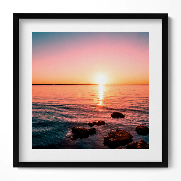 Keretezett falikép Naplemente a víz felett