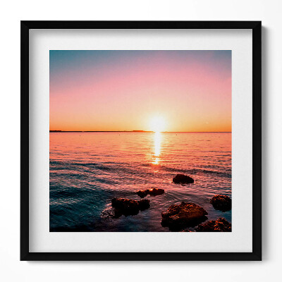 Keretezett falikép Naplemente a víz felett