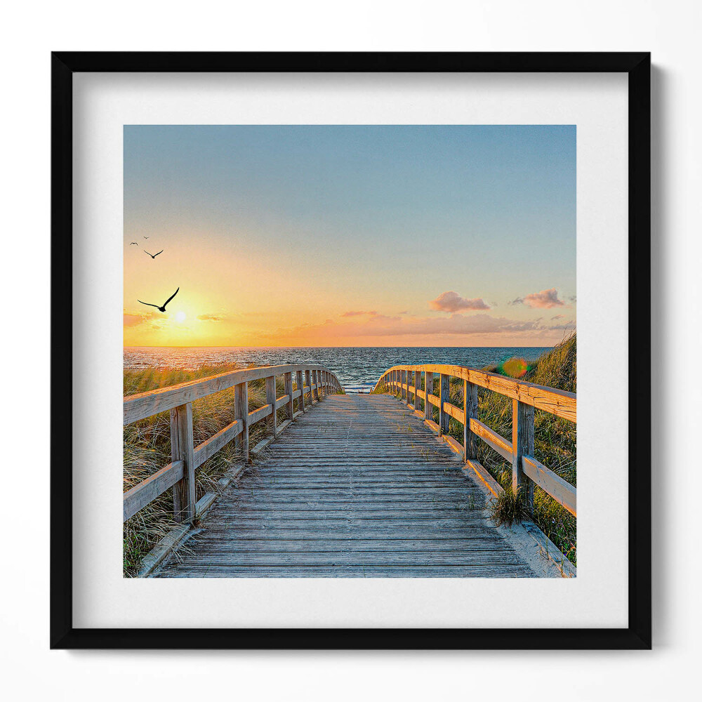 Keretezett falikép Híd a naplementében