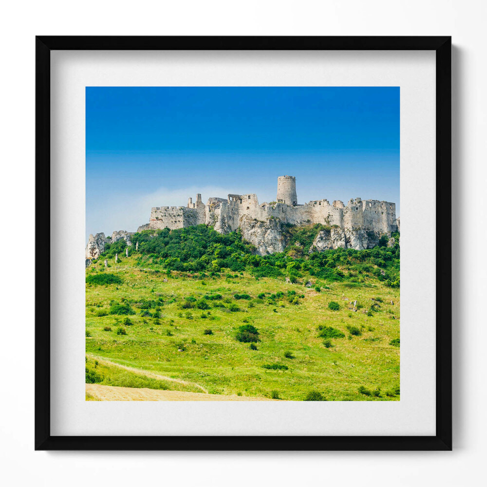 Keretezett falikép Várhegy zöld dombon