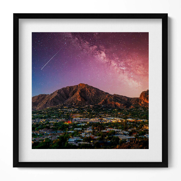 Keretezett falikép Csillagos égbolt és hegy