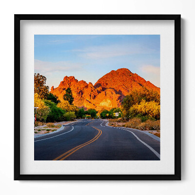 Keretezett falikép Hegyek és kanyargós út