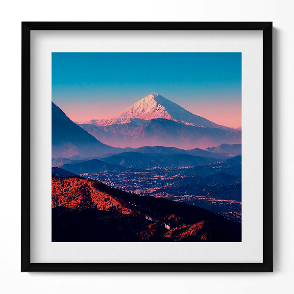 Keretezett falikép Hegyek naplementében