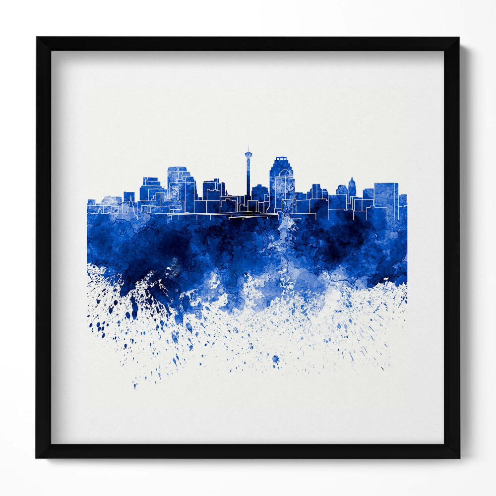 Keretezett falikép Kék városkép vízparti látvány