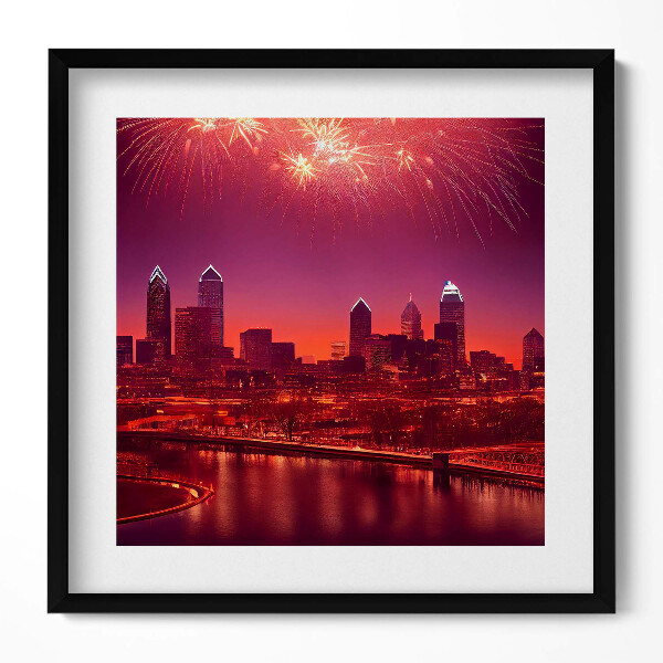 Keretezett falikép Tűzijáték a város felett