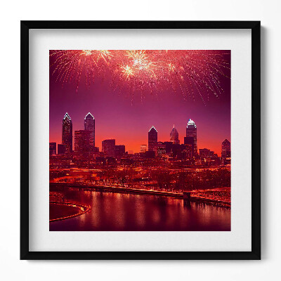 Keretezett falikép Tűzijáték a város felett