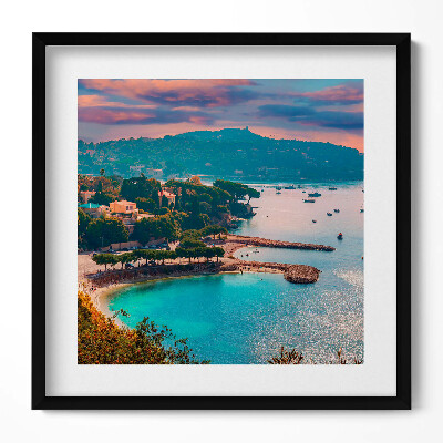 Keretezett falikép Tengerparti táj hegyekkel