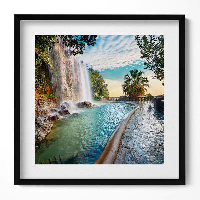 Keretezett falikép Vízesés és trópusi táj