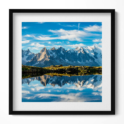 Keretezett falikép Hegyek és tükörsima tó