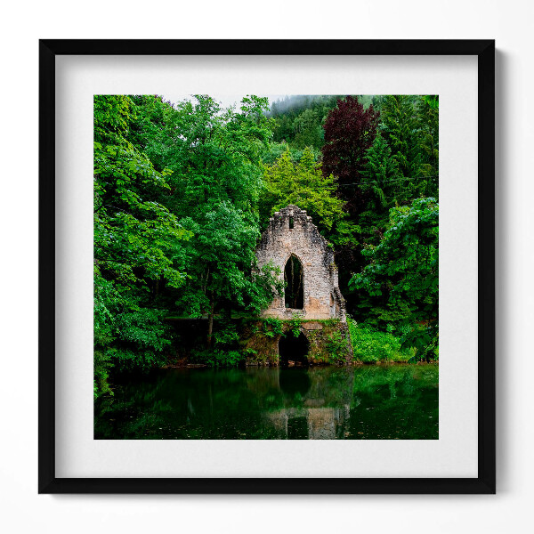Keretezett falikép Romantikus rom zöld környezetben