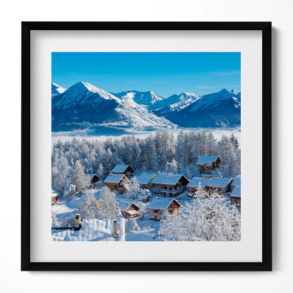 Keretezett falikép Téli hegyvidéki táj