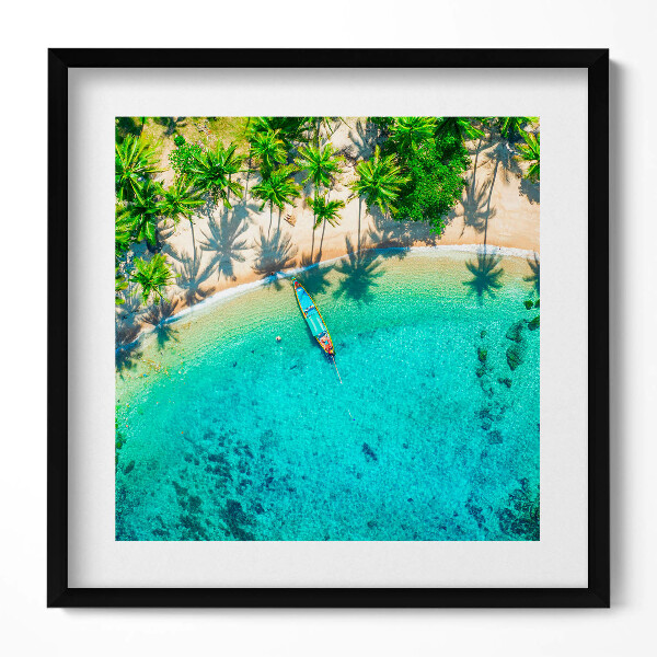 Keretezett falikép Trópusi tengerpart pálmafákkal