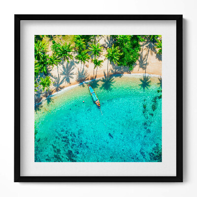 Keretezett falikép Trópusi tengerpart pálmafákkal