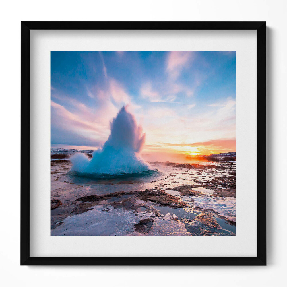 Keretezett falikép Tengerparti hullámok naplementében