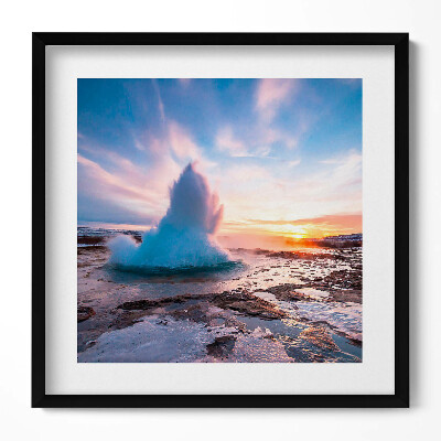 Keretezett falikép Tengerparti hullámok naplementében