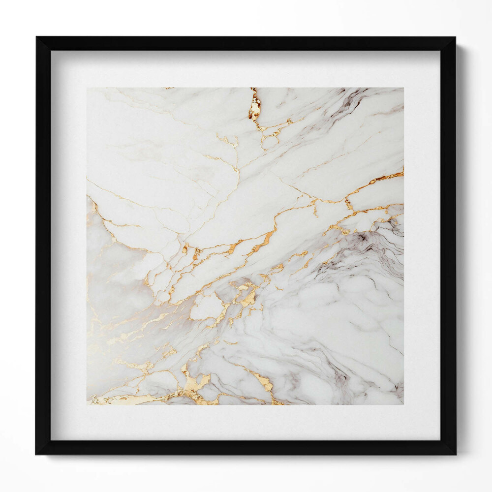 Keretezett falikép Fehér márvány arany erezettel