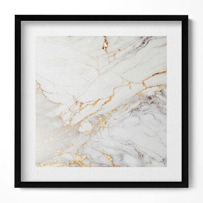 Keretezett falikép Fehér márvány arany erezettel