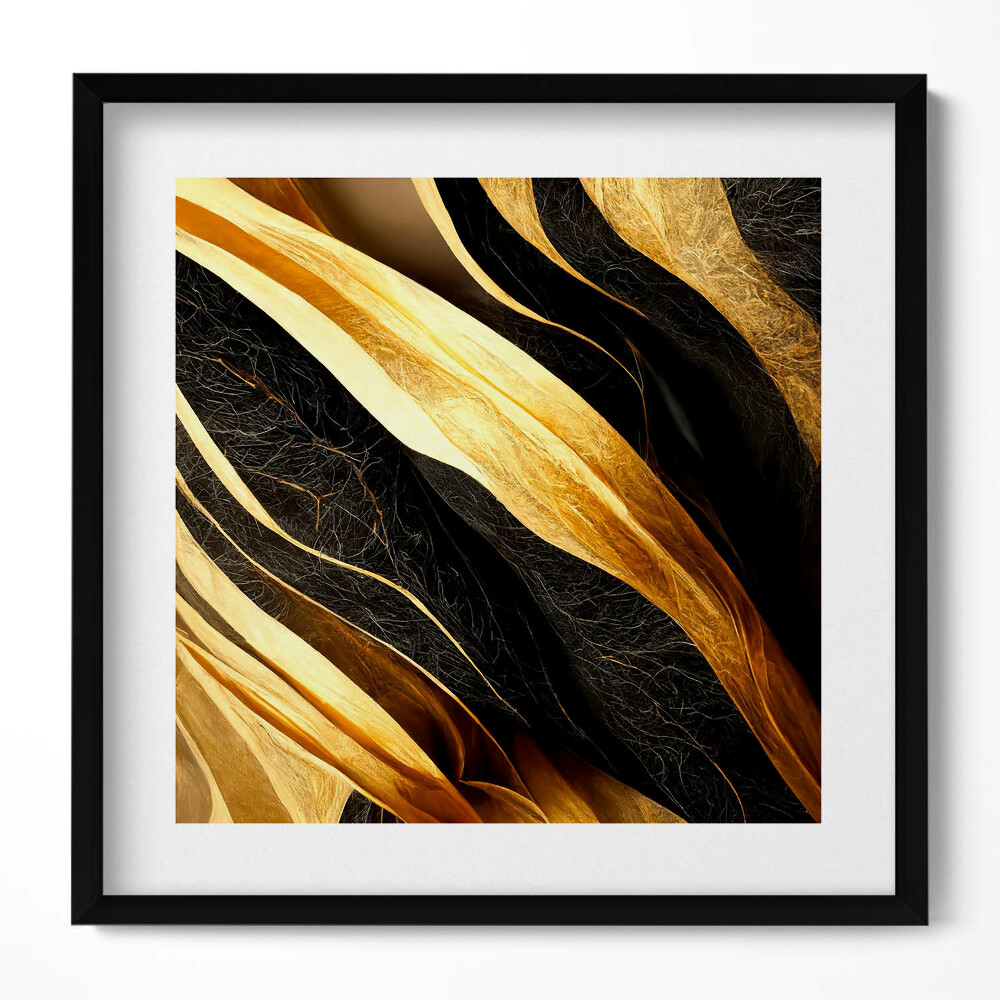 Keretezett falikép Arany és fekete hullámok