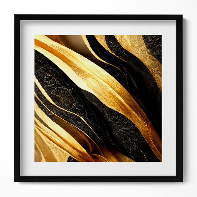 Keretezett falikép Arany és fekete hullámok