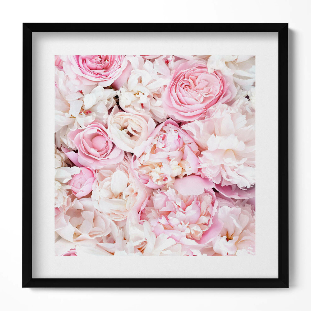 Keretezett falikép Rózsaszín virágok elegáns elrendezés
