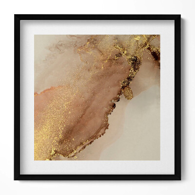 Keretezett falikép Absztrakt arany és bézs motívum