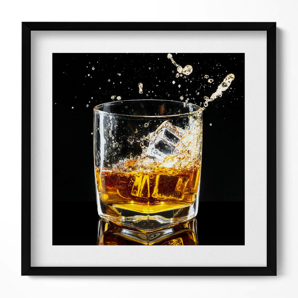 Keretezett falikép Jégkocka pohárban vízpermet