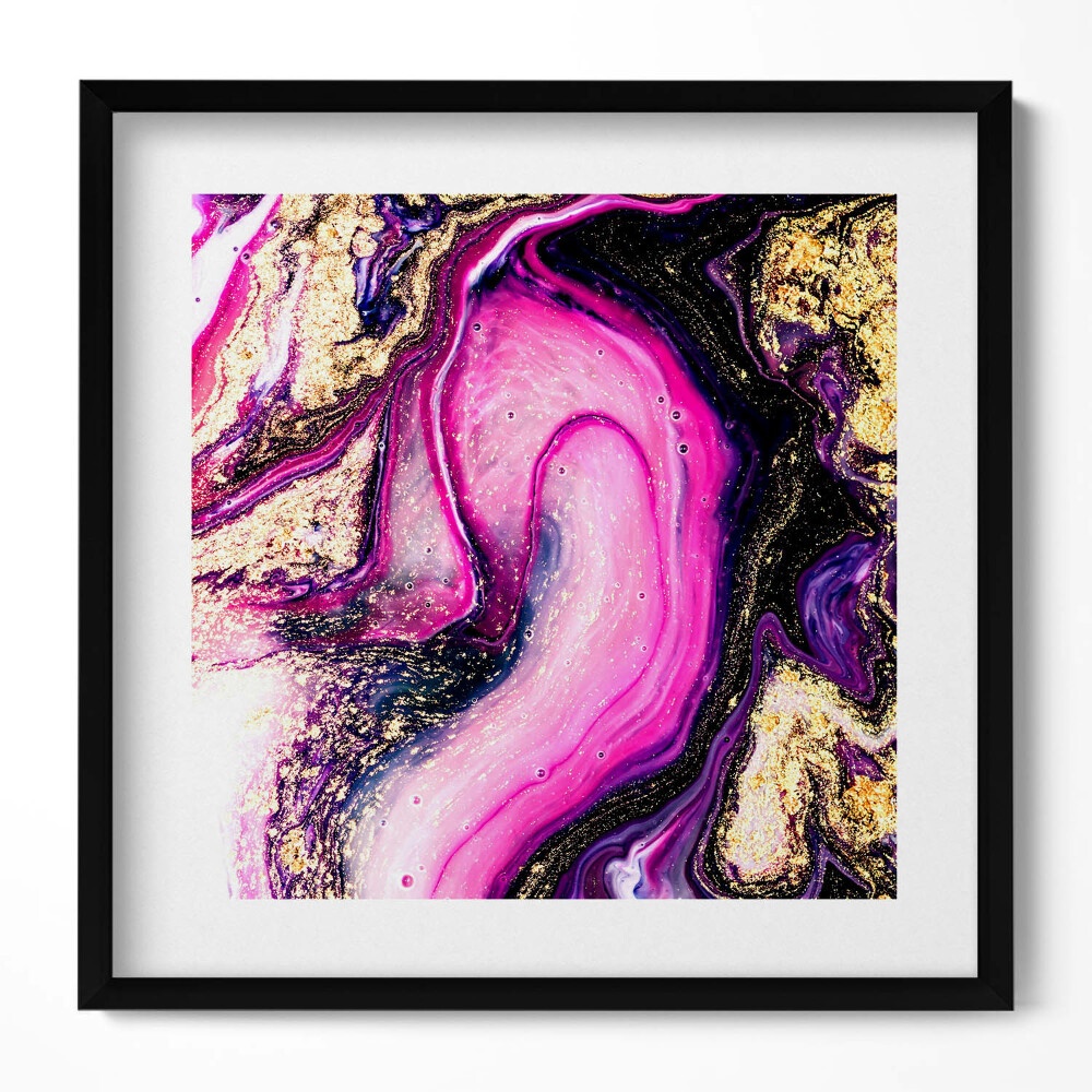 Keretezett falikép Absztrakt lila és arany színek