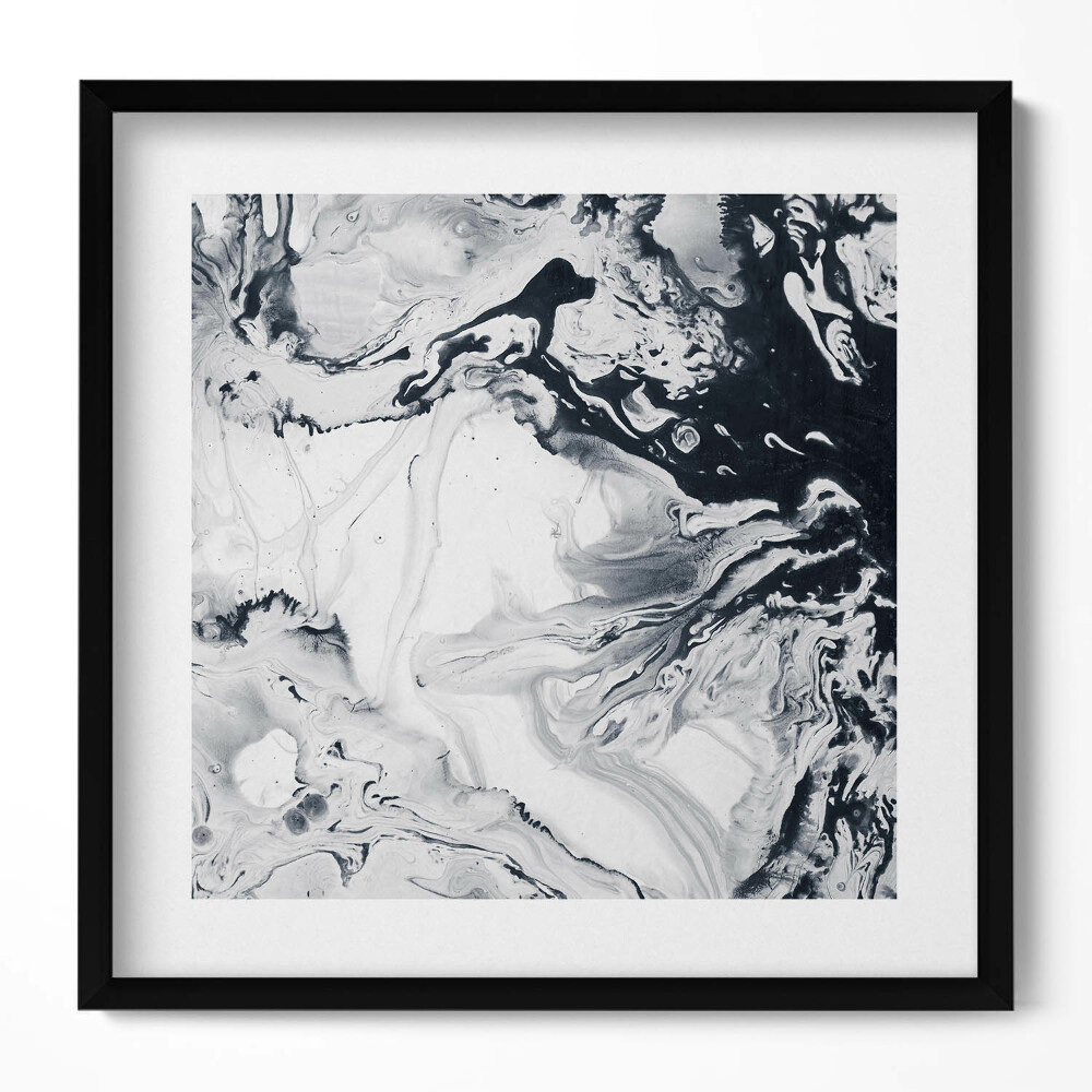 Keretezett falikép Absztrakt fekete-fehér festmény