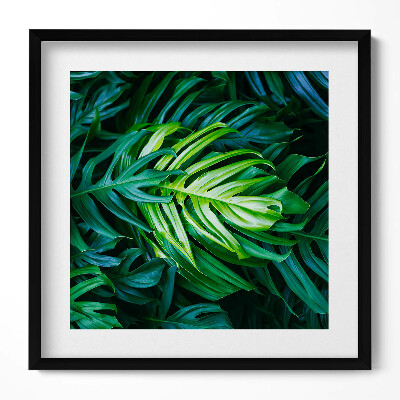 Keretezett falikép Zöld levelek mintázata