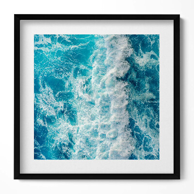 Keretezett falikép Tenger hullámok kék árnyalatok