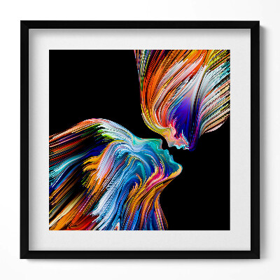 Keretezett falikép Színes absztrakt arcok összefonódása