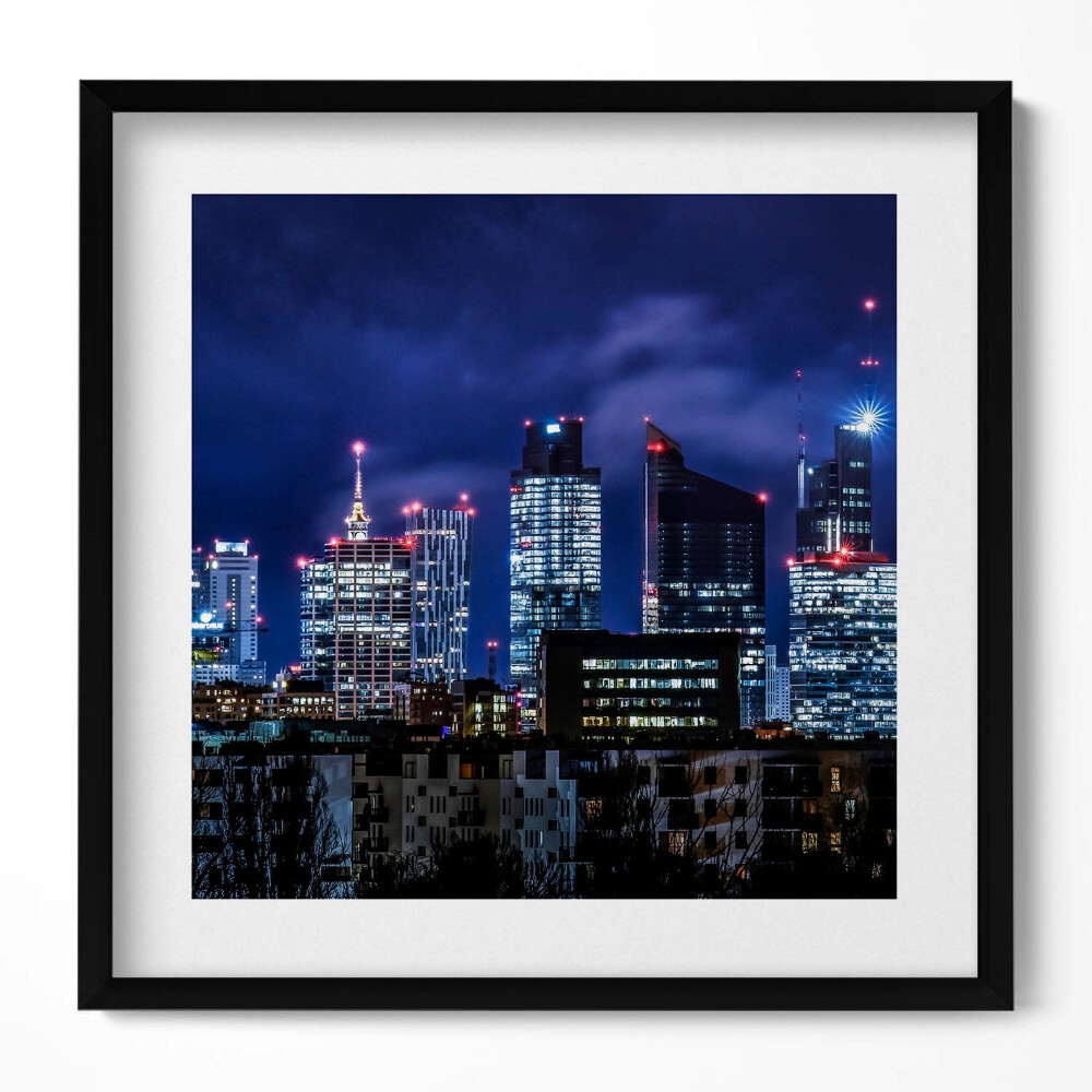 Keretezett falikép Modern városi táj éjszaka
