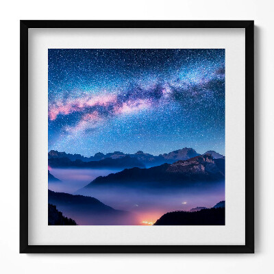 Keretezett falikép Csillagos égbolt hegyek felett