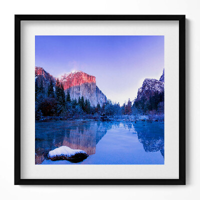 Keretezett falikép Hegyek tó naplemente