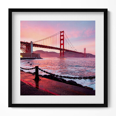 Keretezett falikép Aranykapu híd naplementében