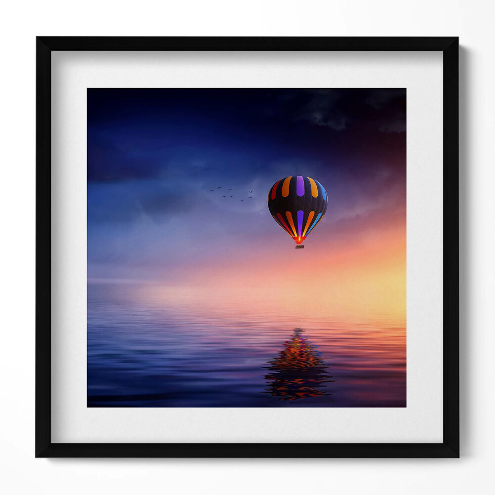 Keretezett falikép Légballon a naplementében