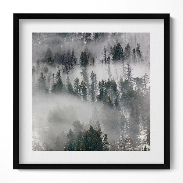 Keretezett falikép Ködös erdő táj
