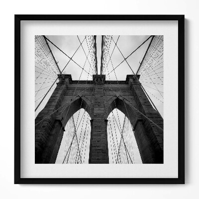 Keretezett falikép Brooklyn híd fekete-fehér