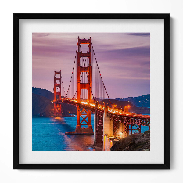 Keretezett falikép Aranykapu híd naplementében