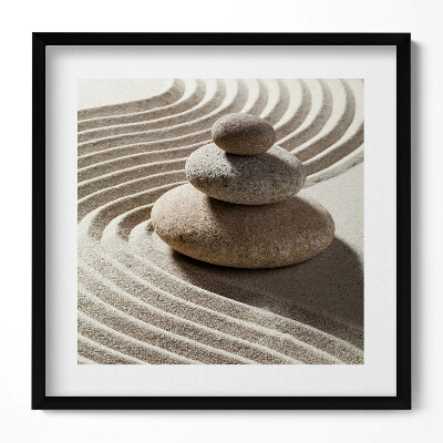 Keretezett falikép Kavicsok homokban hullámok