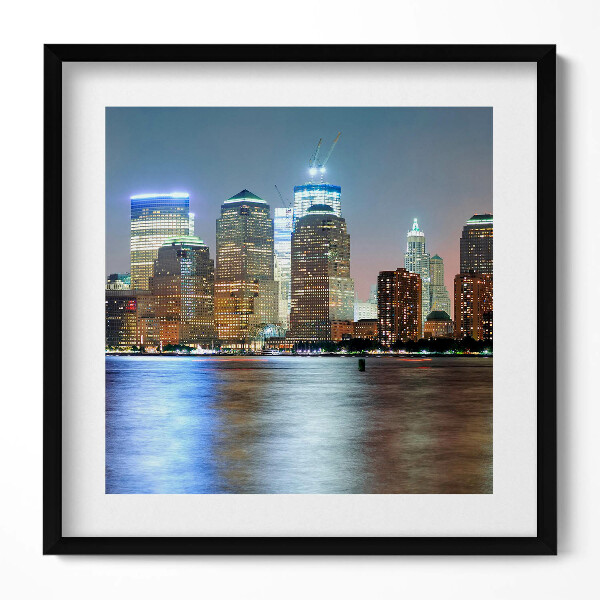 Keretezett falikép Modern városi táj éjszaka