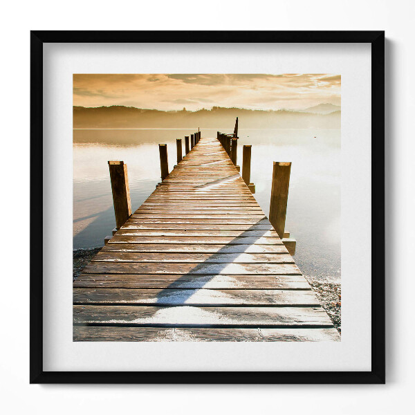 Keretezett falikép Híd a vízen napfelkeltével