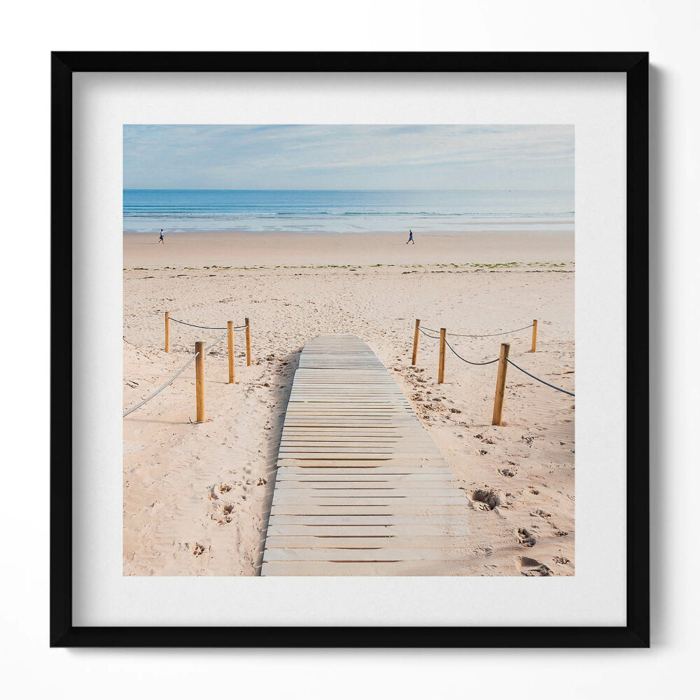 Keretezett falikép Tengerparti stég napfényben