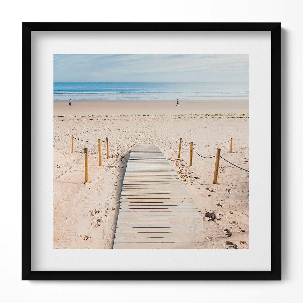 Keretezett falikép Tengerparti stég napfényben