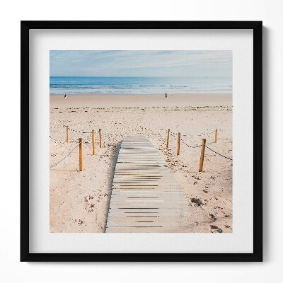 Keretezett falikép Tengerparti stég napfényben