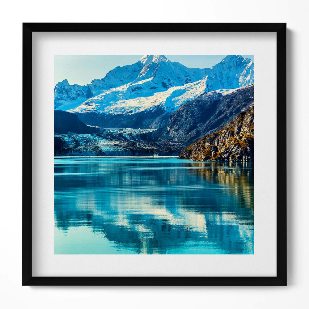 Keretezett falikép Havas hegyek tükörsima tó