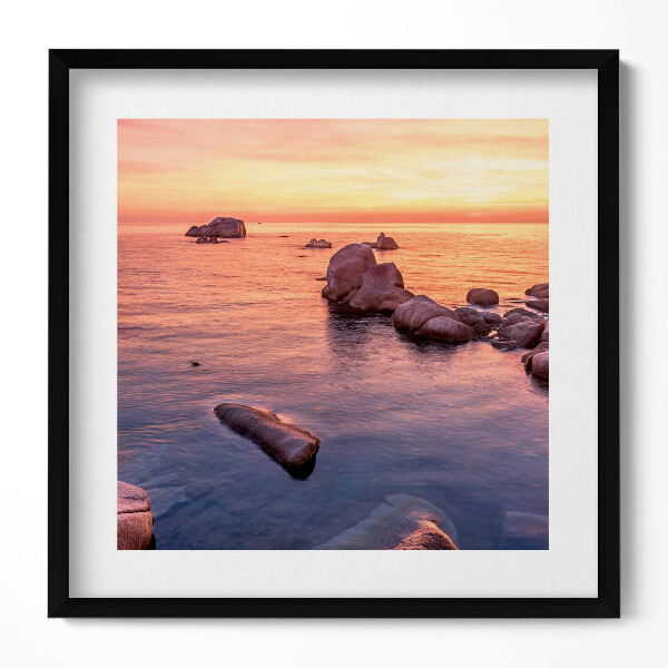 Keretezett falikép Nyugodt tengerparti naplemente