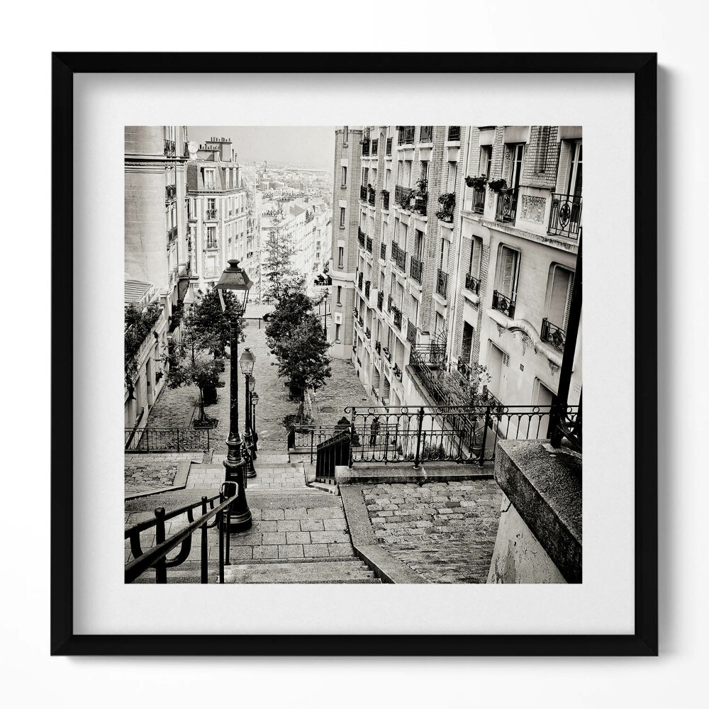 Keretezett falikép Lépcsős utca városképpel